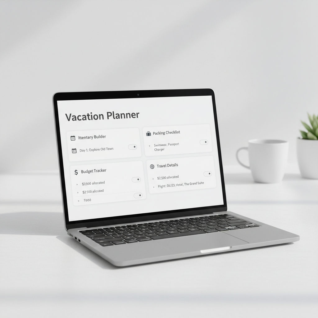 Vacation Planner mockup
