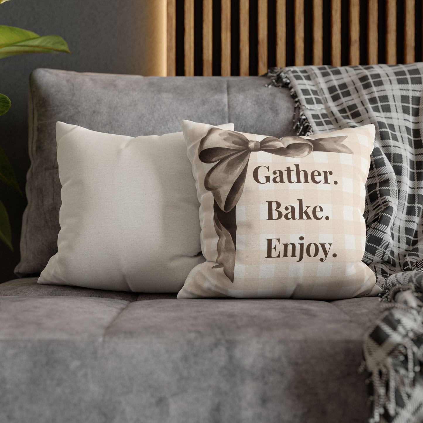 Gather. Bake. Enjoy. - Farmhouse Throw Pillow
